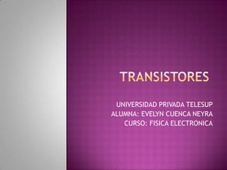 UNIVERSIDAD PRIVADA TELESUP
ALUMNA: EVELYN CUENCA NEYRA
CURSO: FISICA ELECTRONICA

 