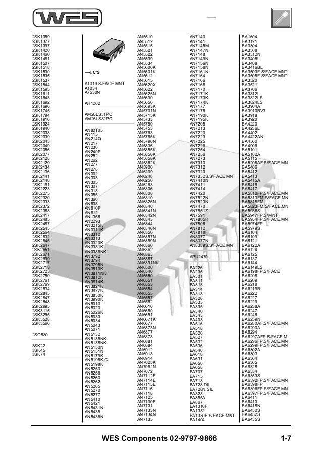 Transistors & i cs cross references