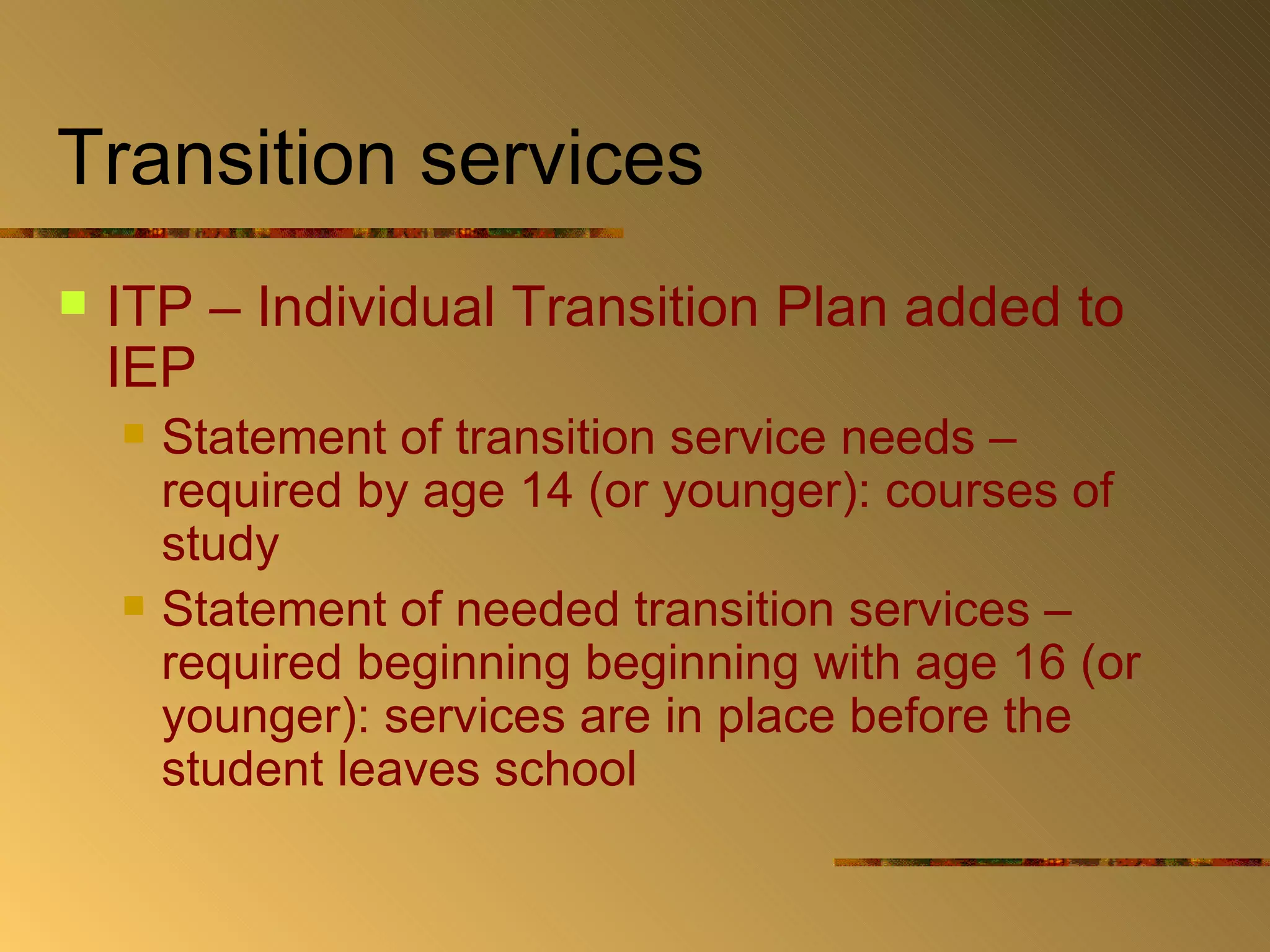 Transitional Period For Student With Disabilities And Autism | PPT