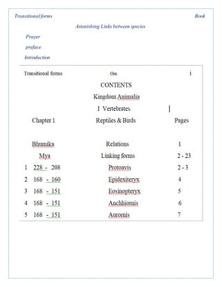 Transitionalforms Book
Astonishing Links between species
Prayer
preface
Introduction