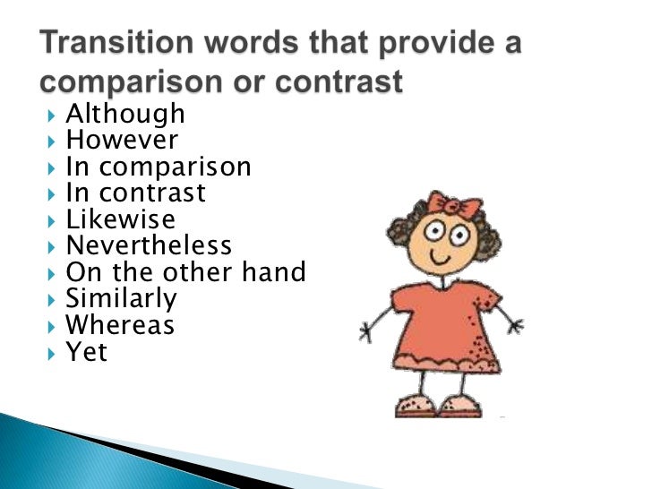 Transitional words for compare and contrast