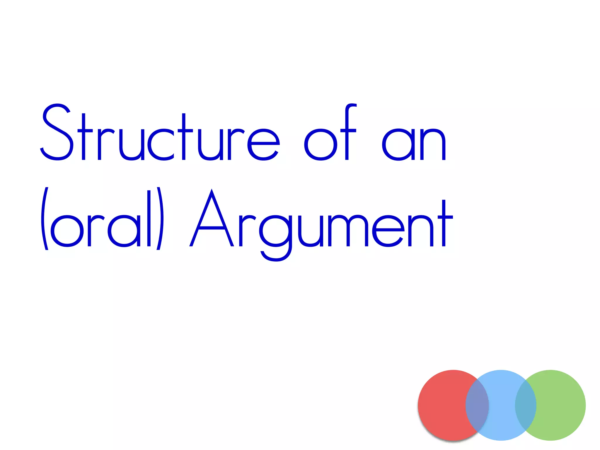Structure of an
(oral) Argument
 