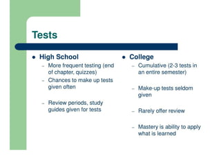Transition From High School To College | PDF