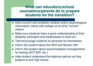 Transition From High School To College | PDF