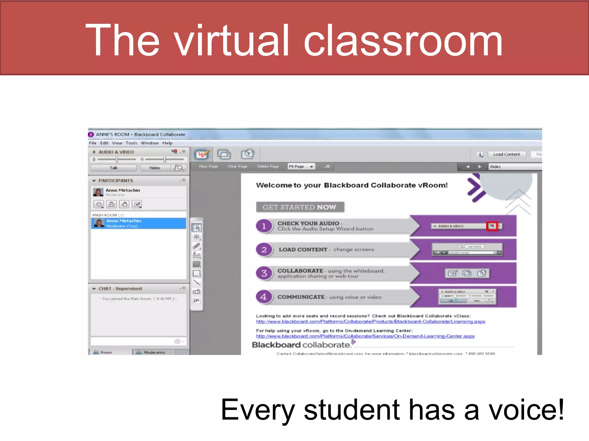 The virtual classroom




      Every student has a voice!!
 
