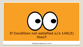 22
If Condition not satisfied u/s 140(3)
then?
Chakraborty Kapoor & Co. LLP ©
 
