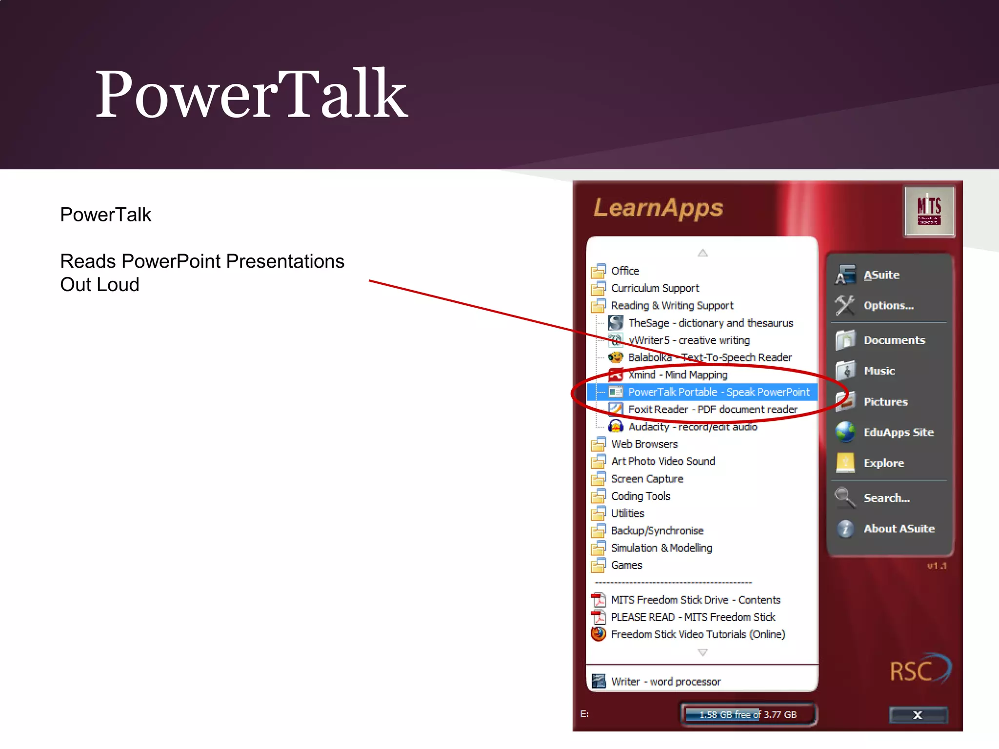 PowerTalk
PowerTalk

Reads PowerPoint Presentations
Out Loud
 