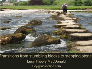Transitions from stumbling blocks to stepping stones
               Lucy Tribble MacDonald
                  lucy@lucyonline.com
 