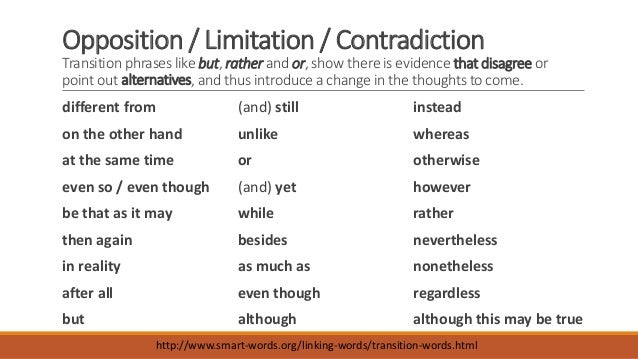 transition words and phrases agreement
