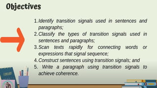  IDENTIFY THE DIFFERENT TRANSITION SIGNALS
 