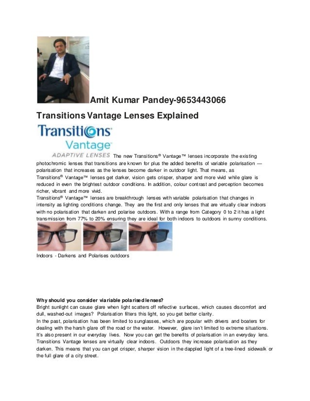 Transitions vantage lenses explained