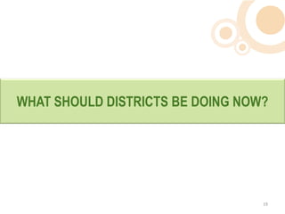 WHAT SHOULD DISTRICTS BE DOING NOW?




                                  19  
 