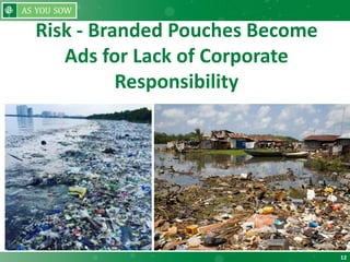 12
Risk - Branded Pouches Become
Ads for Lack of Corporate
Responsibility
 