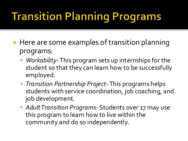 transition plan examples