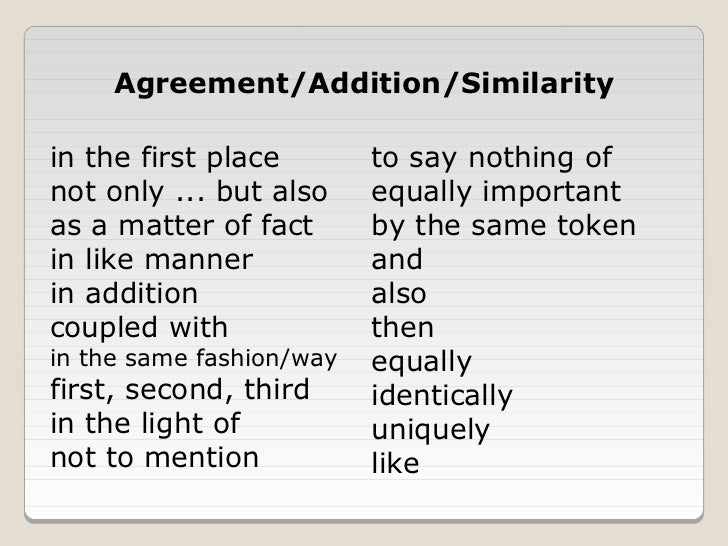 Similarity transition words
