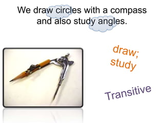 We draw circles with a compass
    and also study angles.
 