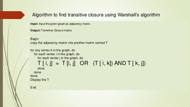 transitive closure of a graph using warshall algorithm