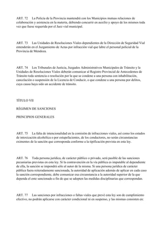 Ley de Transito Mendoza
