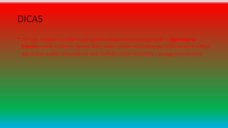 DICAS
• Atenção, cuidado e prudência são pontos indispensáveis para garantir a segurança no
trânsito e evitar acidentes. Apesar disso, ainda existem motoristas que cultivam maus hábitos
que podem acabar colocando em risco também outros motoristas e passageiros próximos