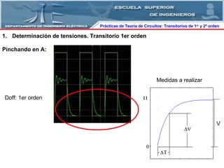 Prácticas de Teoría de Circuitos: Transitorios   de   1 er  y 2º orden  Determinación de tensiones. Transitorio 1er orden Pinchando en A: Doff: 1er orden  Medidas a realizar V 