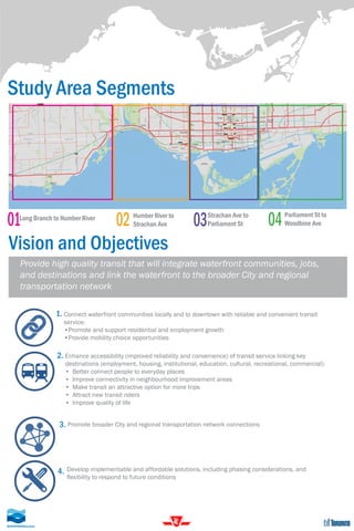 Study Area Segments
Long Branch to Humber River Humber River to
Strachan Ave
Parliament St to
Woodbine Ave01 03 04Strachan...