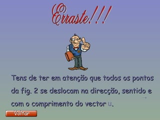 Tens de ter em atenção que todos os pontos da fig. 2 se deslocam na direcção, sentido e com o comprimento do vector  u . 