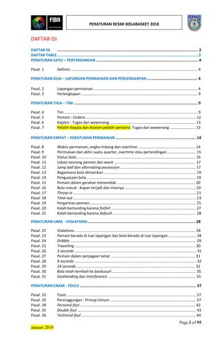 Page 2 of 95
Januari 2019
PERATURAN RESMI BOLABASKET 2018
DAFTAR ISI
DAFTAR ISI .............................................