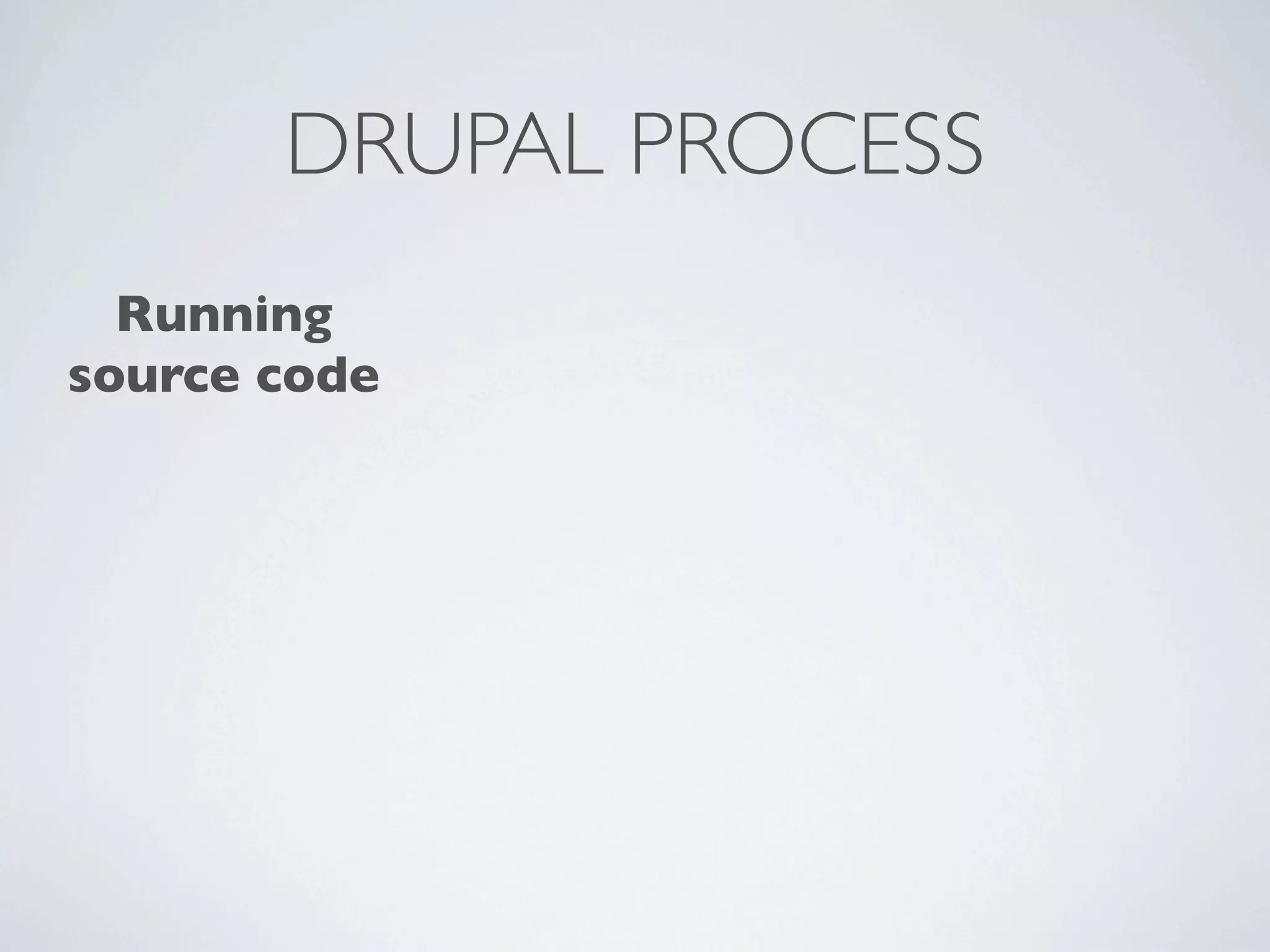 DRUPAL PROCESS
  Running
source code
 