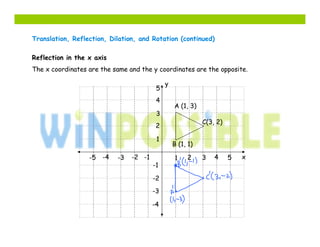 Translation, Dilation, Rotation, ReflectionTutorials Online | PDF