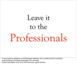 Making the Web Multilingual