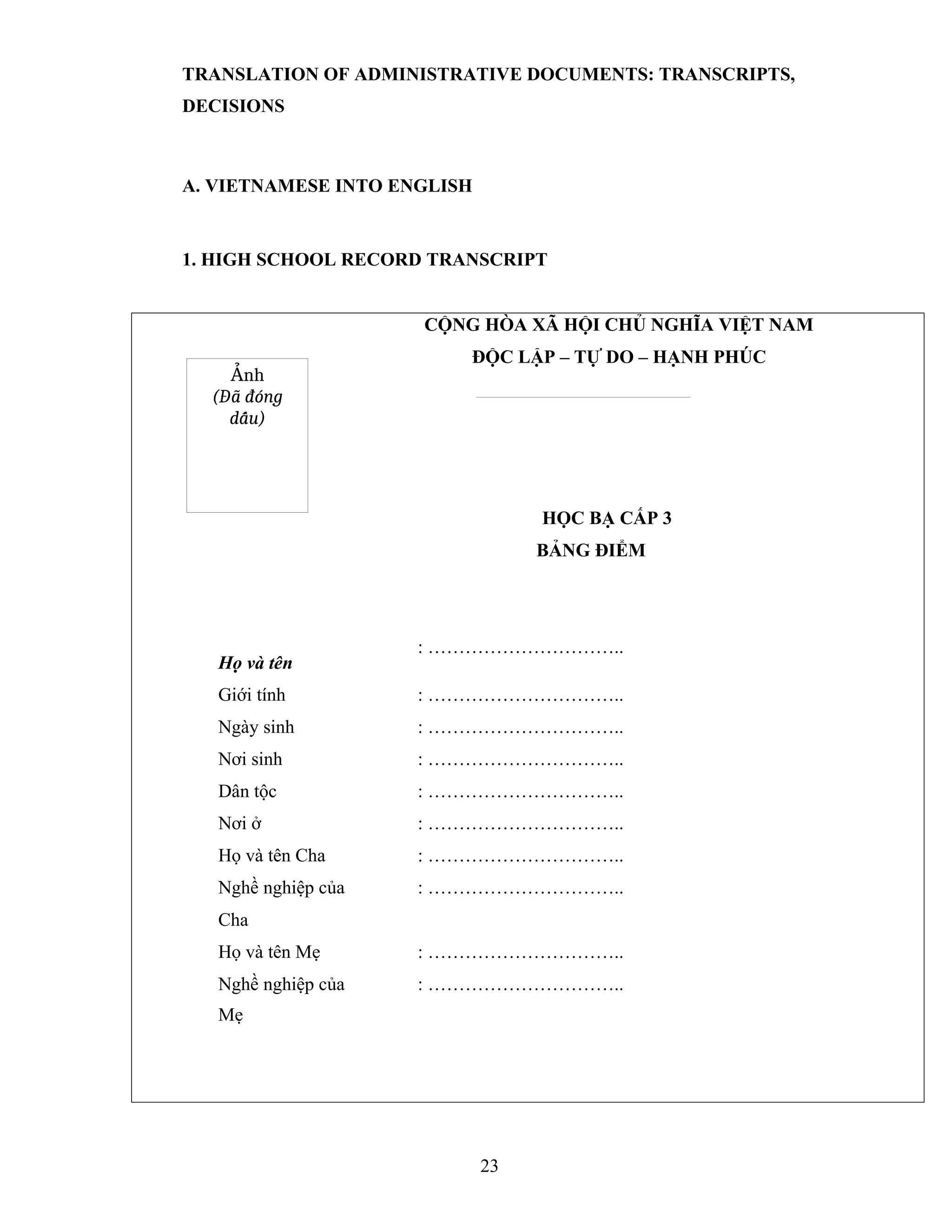 TRANSLATION ELT401 BOOK of FPT university | DOCX