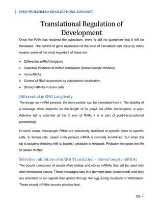 Translational Regulation of Development | PDF