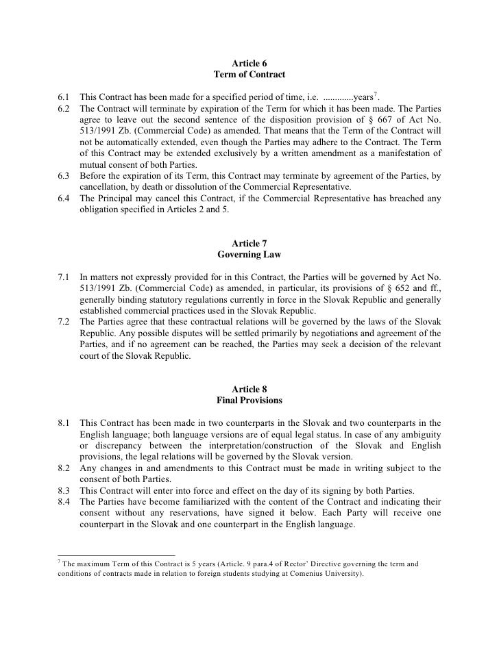 Translation Annex No Contract Of Commercial Representation Made In Co…