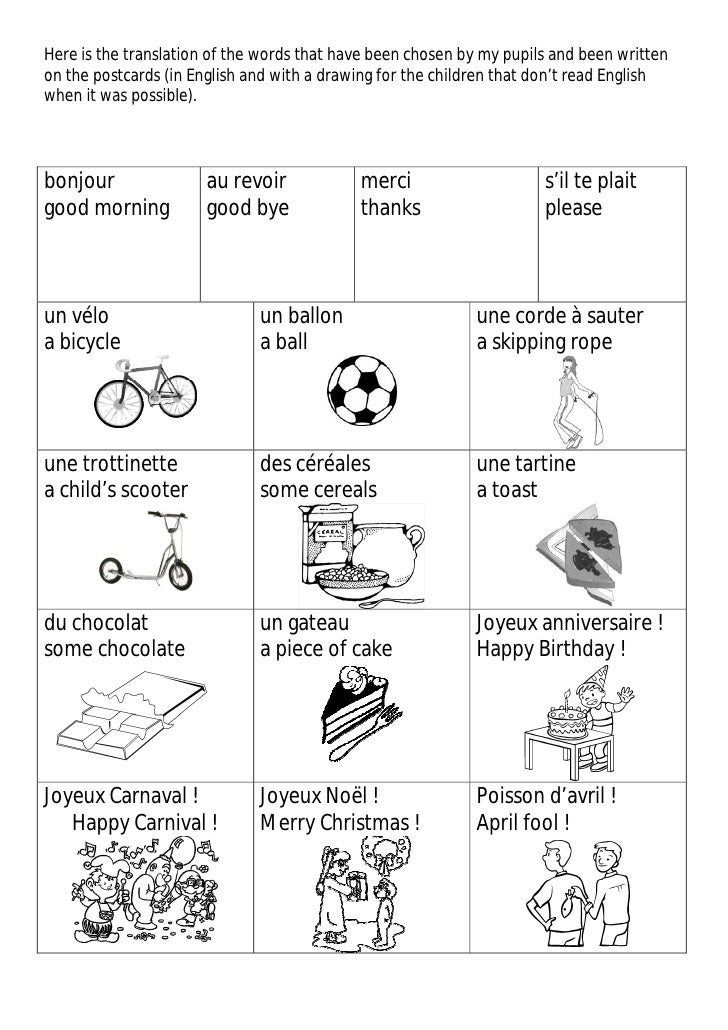 Translation French Words Using A Picture Translation French Words Using A Picture