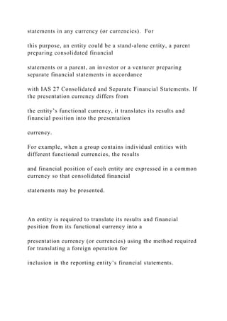 Stands Example Financial Translation of Foreign Currency in Financial Statements An.docx