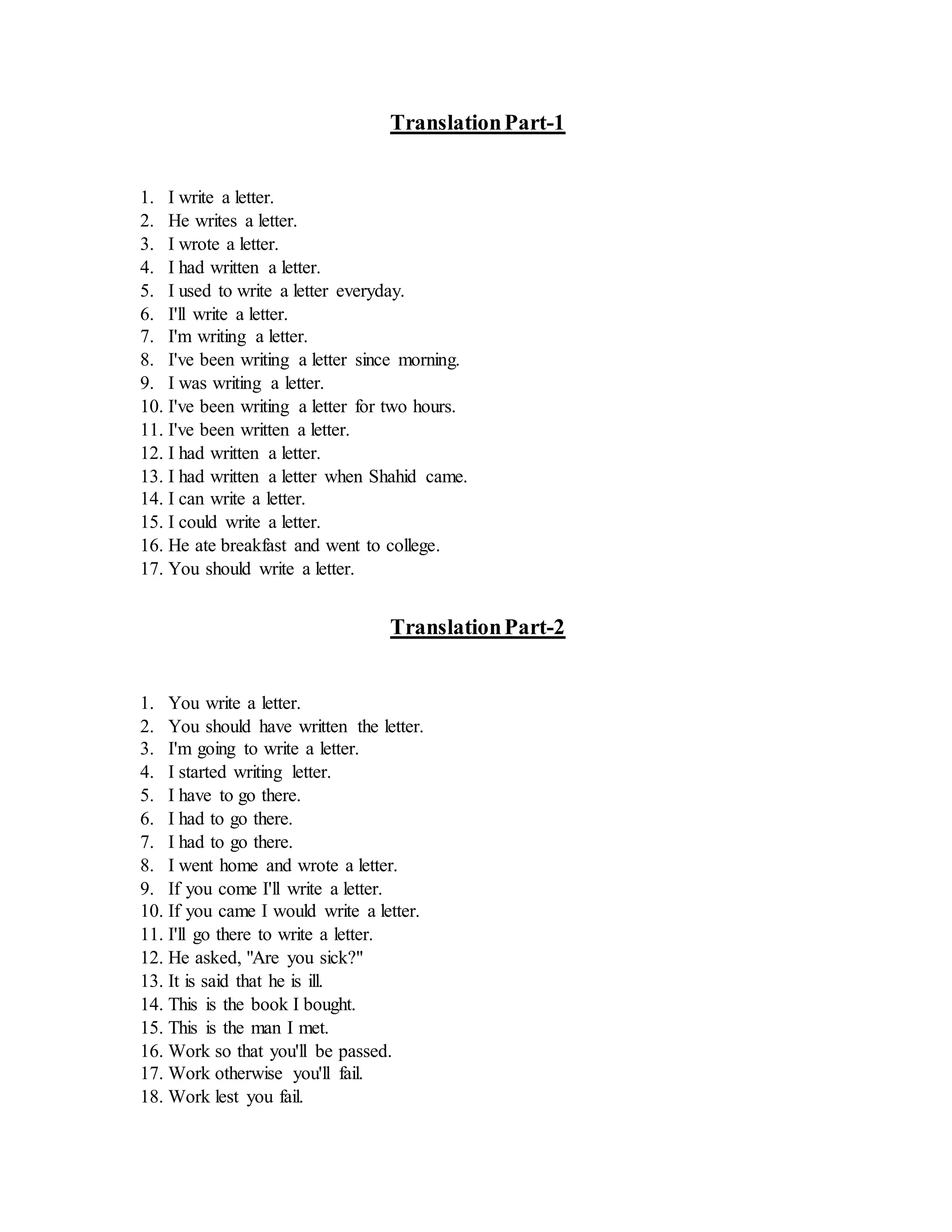 English Grammar Translation PDF