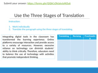 Think Translation Translation practice for Academic Context - discussion 2 CLASSROOM ...