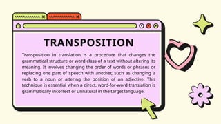 Translation Procedures: Transposition, Modulation, and Adaptation ...