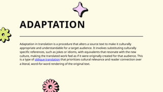Translation Procedures: Transposition, Modulation, and Adaptation ...