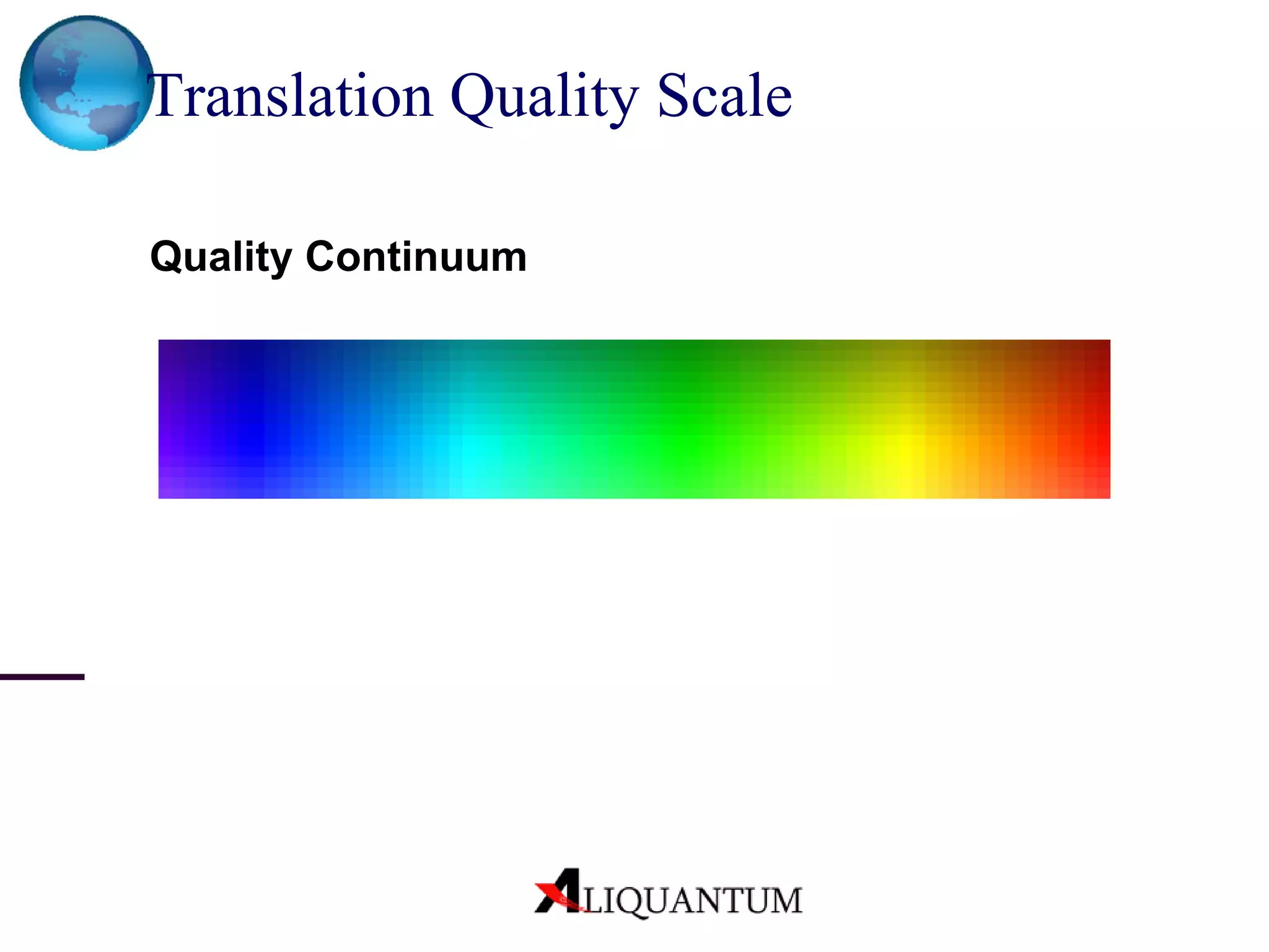 Translation Quality Scale Quality Continuum 