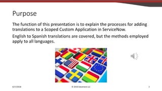 Servicenow Language Translation Language Translations for Custom Scoped Applications in ServiceNow | PPTX
