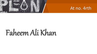 At no. 4rth
Faheem Ali Khan
 