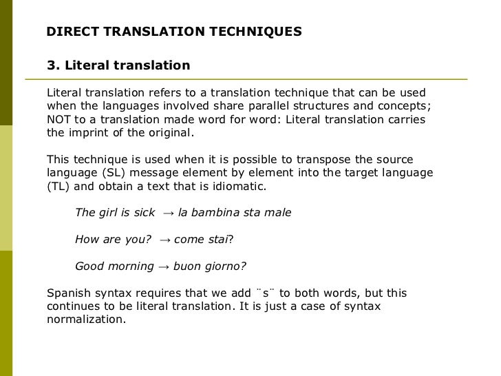 Translation Techniques: Transposition