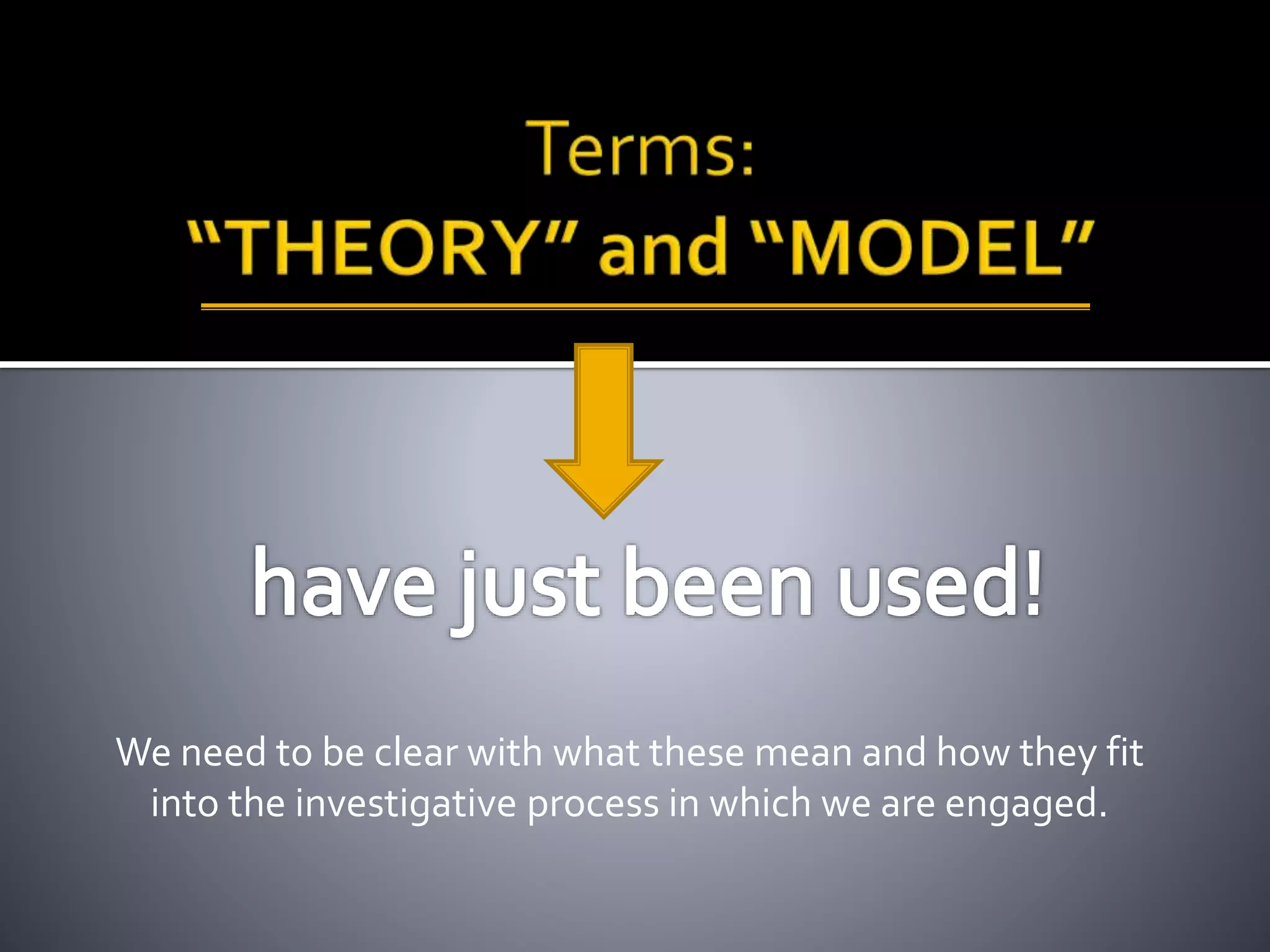 We need to be clear with what these mean and how they fit
into the investigative process in which we are engaged.
 