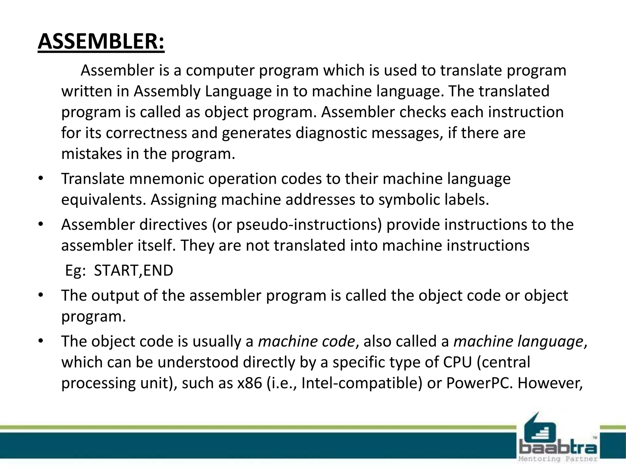 Translators(Compiler, Assembler) and interpreter | PPTX