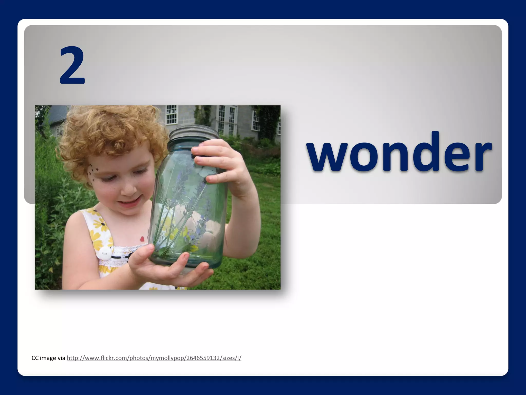 2
                                                                           wonder


CC image via http://www.flickr.com/photos/mymollypop/2646559132/sizes/l/
 