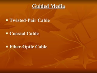 Guided Media Twisted-Pair Cable Coaxial Cable Fiber-Optic Cable 