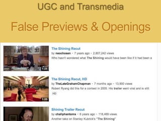 UGC and Transmedia

False Previews & Openings
 
