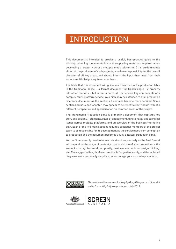 transmedia prod bible template