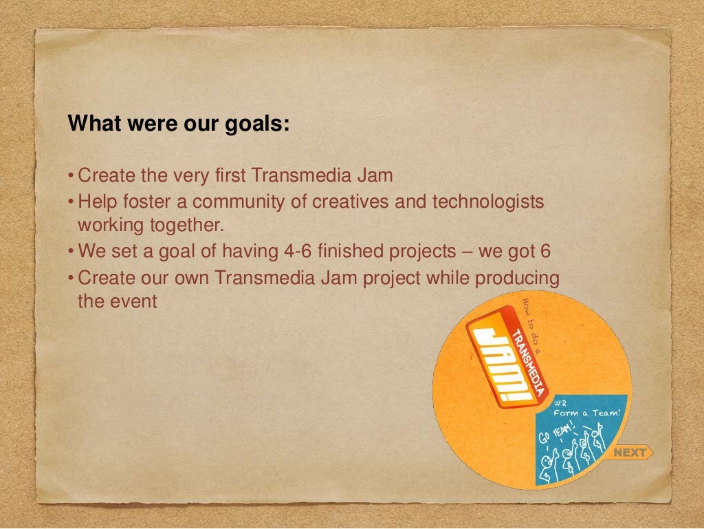 Transmedia jam presentation july 30 2012